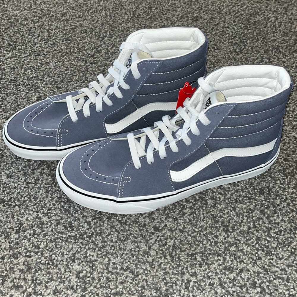 Sk8-Hi High Top Vans Grey Blue Vans Size 9 NWT